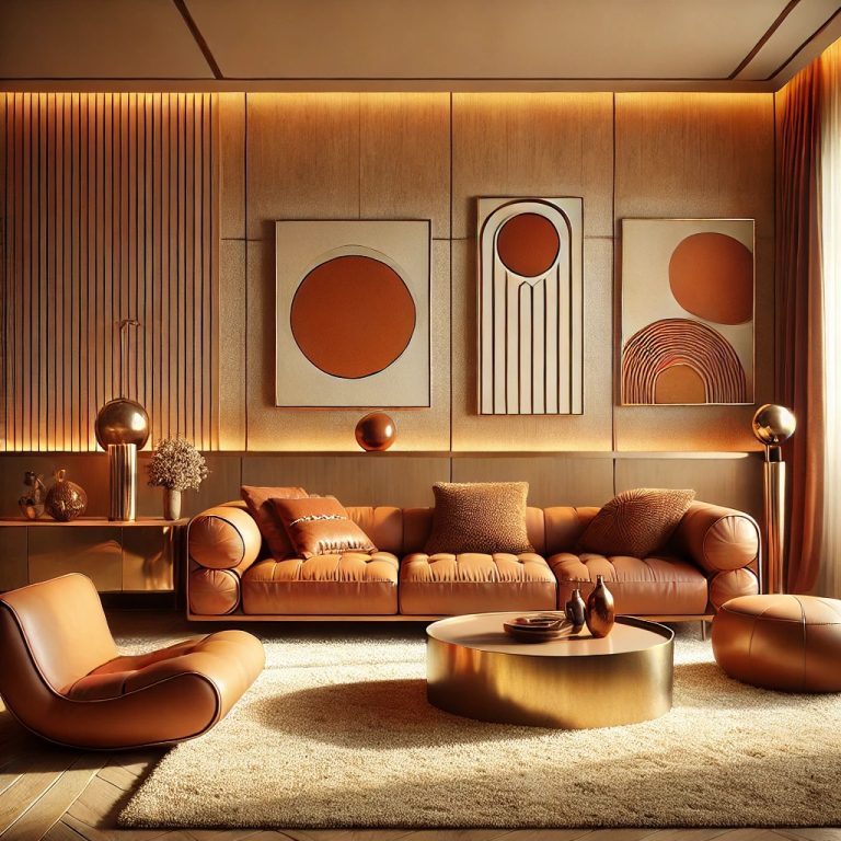 Tendências de cores na decoração para 2025: tons terrosos em sala moderna