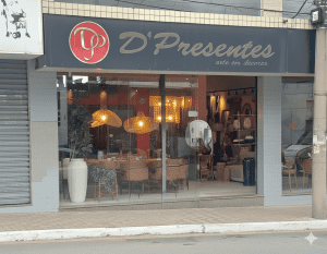 Fachada da loja de decoração DPresentes Lavras